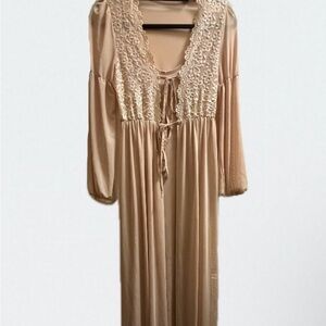 SHEIN Cream Sheer Lace Detail Nightgown